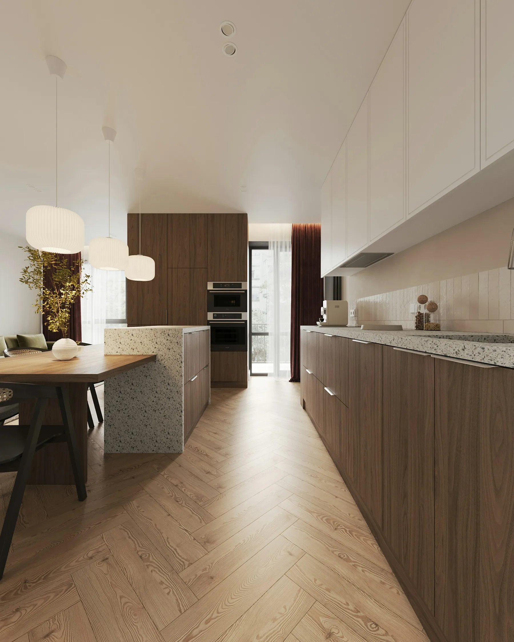 Cozinha contemporânea em madeira com ilha